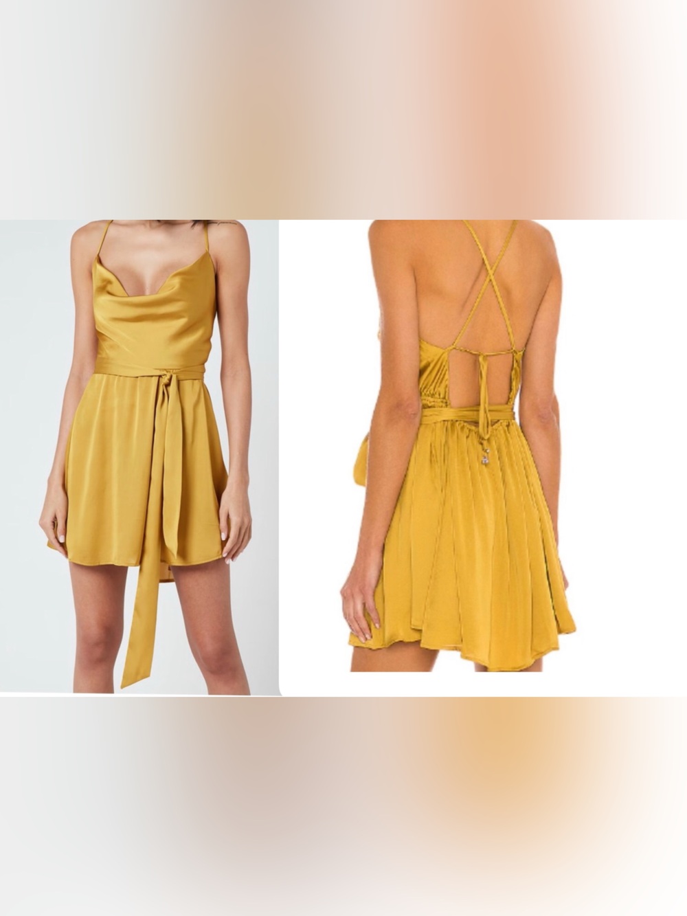 Free People Good Company Slip Dress Eternal Gold Satin Backless Mini